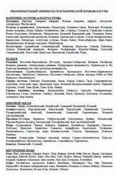 ОГЭ 2026, Рекомендуемый минимум географической номенклатуры