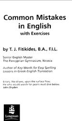 Common Mistakes in English with Exercises, Fitikides T.J., 2002