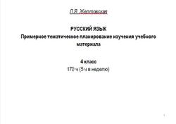 Русский язык, 4 класс, Примерное тематическое планирование, Желтовская Л.Я.