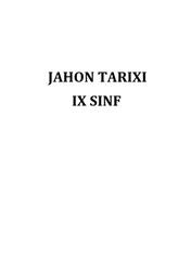 Jahon tarixi, 9 sinf Jahon tarixi, 9 sinf