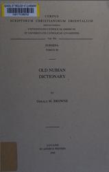 Old nubian dictionary, Browne G.M., 1996