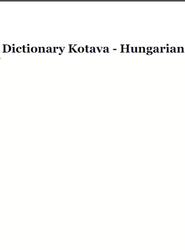 Dictionary Kotava-Hungarian, 2007